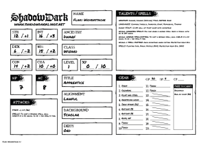 ShadowDark RPG Character Sheet: Flaki Wovenstache