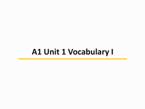 A1 UNIT 1 WEEK 1 VOCABULARY I