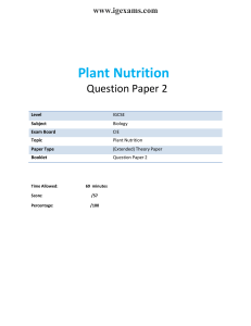 IGCSE Biology Plant Nutrition Question Paper 2