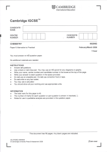 Cambridge IGCSE Chemistry Paper 6 Alternative to Practical Exam
