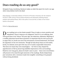 Does Reading Do Us Any Good? Literature and Truth