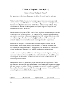 FCE Use of English Part 1: Virtual Reality Future