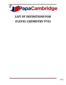 A-Level Chemistry 9701 Definitions List