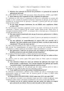 Respostas Cap&iacute;tulo 2 Redes de Computadores Kurose: Quest&otilde;es e Problemas