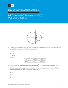 2024 AP Calculus BC Practice MCQ Session 2