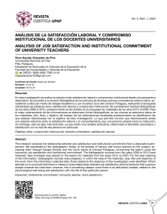 An&aacute;lisis de la satisfacci&oacute;n laboral y compromiso institucional de los docentes universitarios