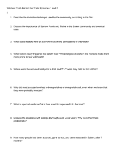 Salem Witch Trials Study Guide: Episodes 1-2 Questions