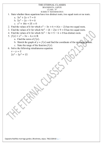 9th Grade Math Worksheet: Quadratic Equations