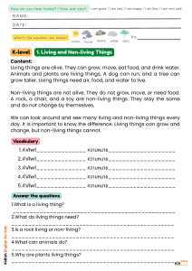 Living and Non-Living Things Worksheet for Kids