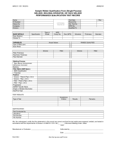 AWS D1.1 Welder Qualification Form Sample