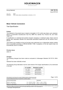 VW 75174: Motor Vehicle Connectors Test Specification