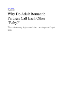 Why Do Romantic Partners Call Each Other 'Baby'?