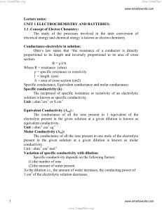 Electrochemistry and Batteries Lecture Notes