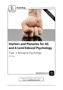 AS/A Level Edexcel Psychology Topic 3: Biological Psychology Starters & Plenaries