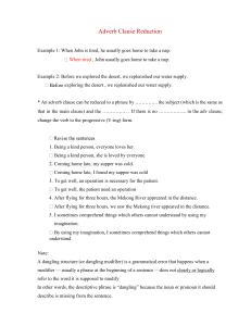Adverb Clause Reduction Worksheet with Examples and Exercises