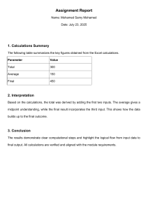 Assignment Report: Calculations Summary & Interpretation