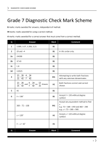Grade 7 Diagnostic Check Mark Scheme