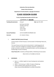 Class Session Guide: Marketing Communication for Work Purposes