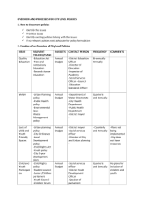 City Level Policies: Overview and Processes Guide