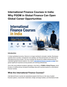 PGDM in Global Finance: International Career Opportunities