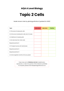 AQA A Level Biology Topic 2 Cells Notes