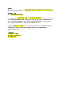 DRC Accommodation Letter Template for Students