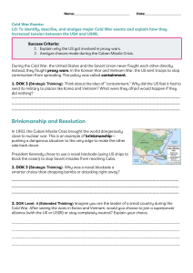 Cold War Events Worksheet