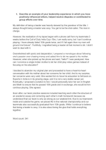 Leadership Experience Essay: College Application Example