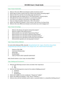 CM 2001 Exam 1 Study Guide: Project Stakeholder, Chronology, Delivery Methods