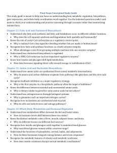 Final Exam Conceptual Study Guide