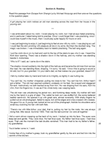 Reading Passage: Escape from Shangri-La by Michael Morpurgo
