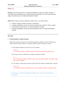 STAT 3090 Lab: Discrete Random Variables - Probability Calculations