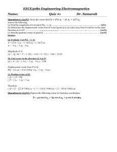 EECE3080 Engineering Electromagnetics Quiz #1