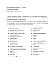 BLD4012 Leadership Theory & Practice Final Exam Study Guide