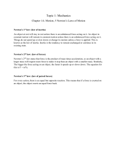 Newton's Laws of Motion: Mechanics Chapter
