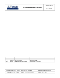 Procedimiento Preventivas Ambientales BHMATIC