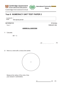 Year 6 Numeracy Test Paper 2