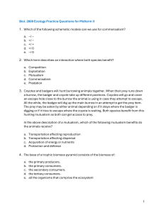 Biol. 2600 Ecology Midterm II Practice Questions