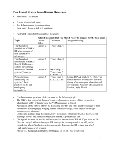 Strategic Human Resource Management Final Exam