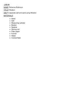 Filtration Lab Report: Separating Salt and Sand