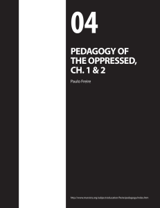 Pedagogy of the Oppressed: Ch. 1 & 2