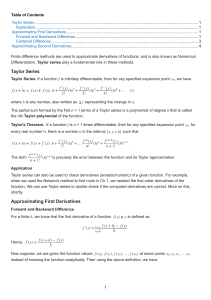 Taylor Series & Numerical Differentiation Methods