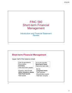 FINC 580 Short-term Financial Management