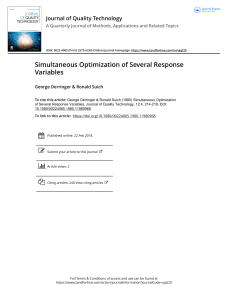 Simultaneous Optimization of Multiple Response Variables