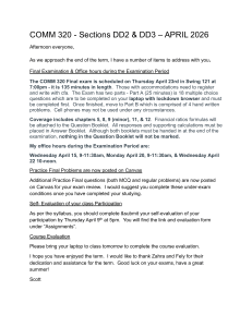 COMM 320 Final Exam Instructions & Office Hours
