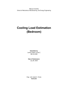 Cooling Load Estimation for a Bedroom: HVAC Design Report
