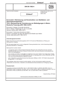 DIN EN 1992-4: Befestigungen in Beton &ndash; Eurocode 2 Teil 4