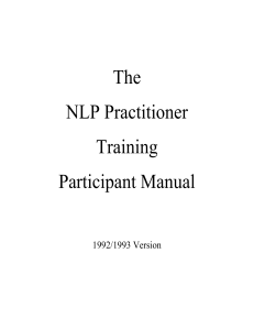 NLP Practitioner Training Manual 1992/1993