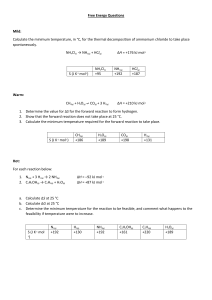Free Energy Chemistry Problems Worksheet