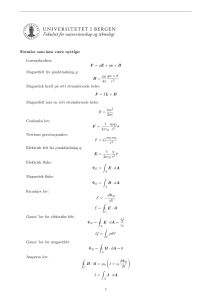 Formler for Elektromagnetisme - Universitetet i Bergen